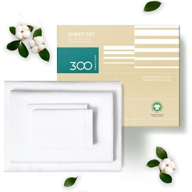 THREAD SPREAD 100% Organic Cotton Bed Sheet Set - Crisp and Cooling Percale Weave, Soft Breathable, Eco-Friendly, 3 Piece Bedding Set, Deep Pocket with All-Around Elastic (Twin XL, White)