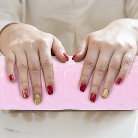Frcolor Nail Arm Rest Hand Pillow Manicure Hand Pillow Heart Pattern PU Arm Rest Nail Salon Gel Nail Pillow Arm Pillow Armrest Cushion (Pink)