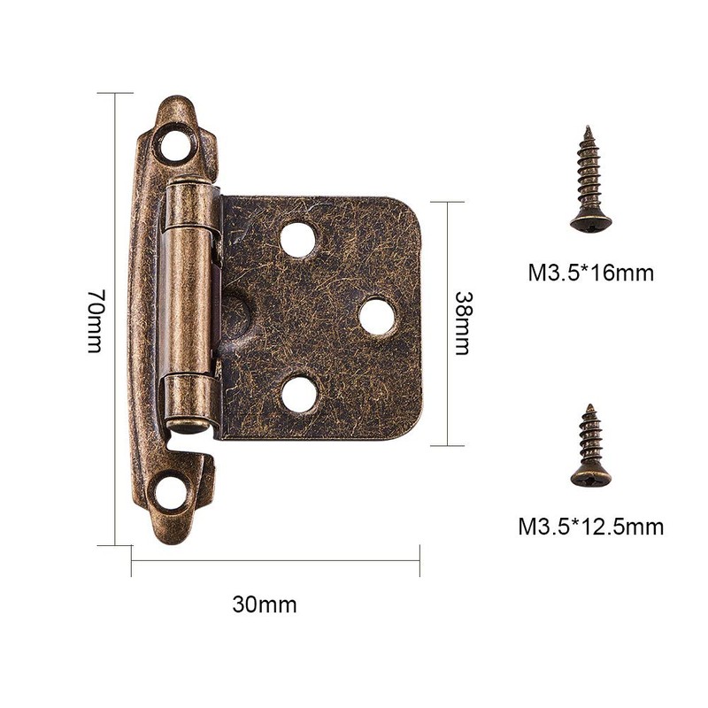 INCREWAY 1 Pairs Overlay Cabinet Hinge with Screws, Self-Closing Decorative,Face