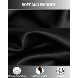 Satin Pillow Cases 2 Pack, GVTECH Pillowcase for Hair and Skin Luxury Soft Breathable Standard Size with Envelope Closure, 50 x 75 cm (Black)