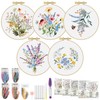 ERKOON Embroidery Kit for Beginners, 5 Sets Flower Cross Stitch