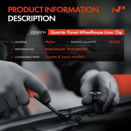 A-Premium 50PCS Nylon Quarter Panel-Wheelhouse Liner Clips Compatible with Toyota 4Runner 2003-2009, Camry 2007-2011 & Lexus ES300 2002-2003, ES330 2004-2006, GX470 2003-2009