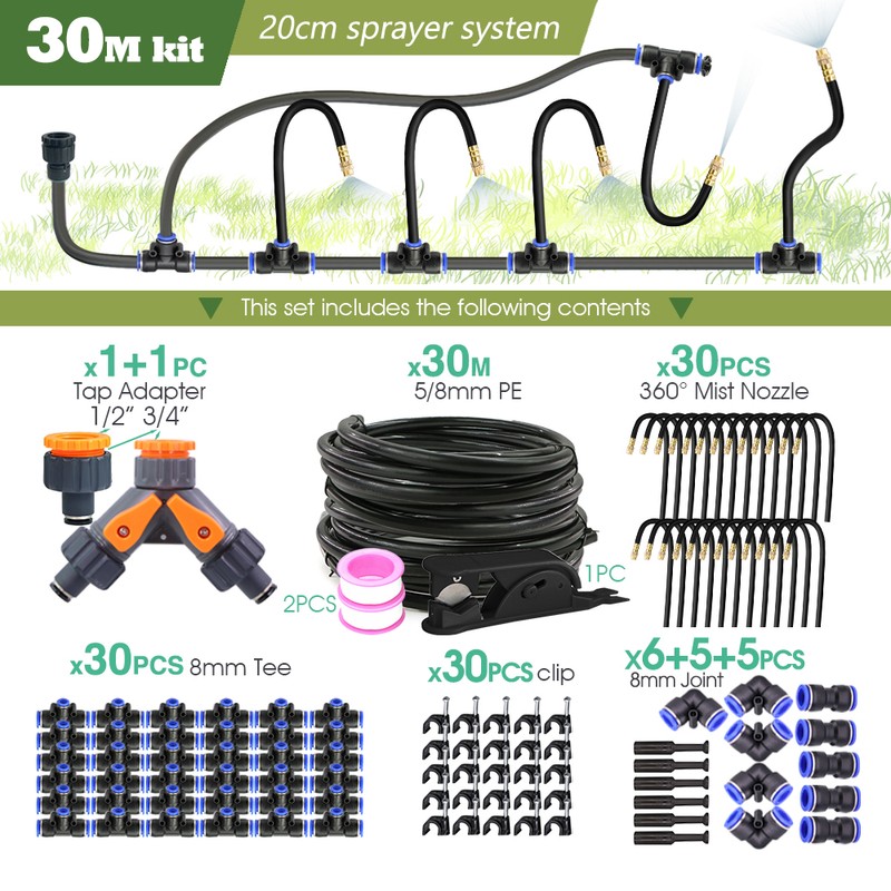 Outdoor Misting System Kit for Garden & Patio Cooling –
