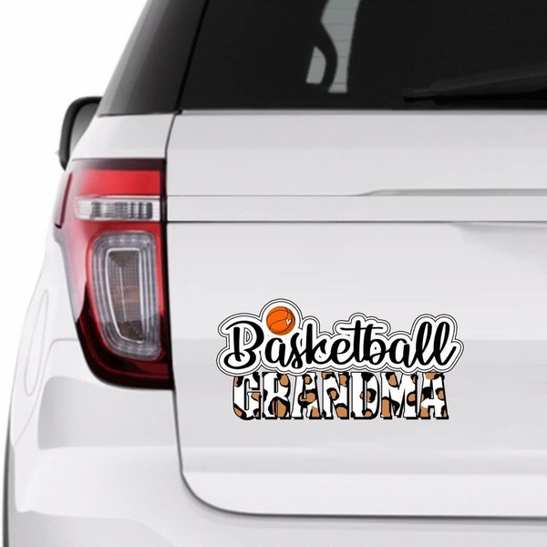 Basketball Grandma Sticker, Leopard Print Basketball Vinly Decal for Cars