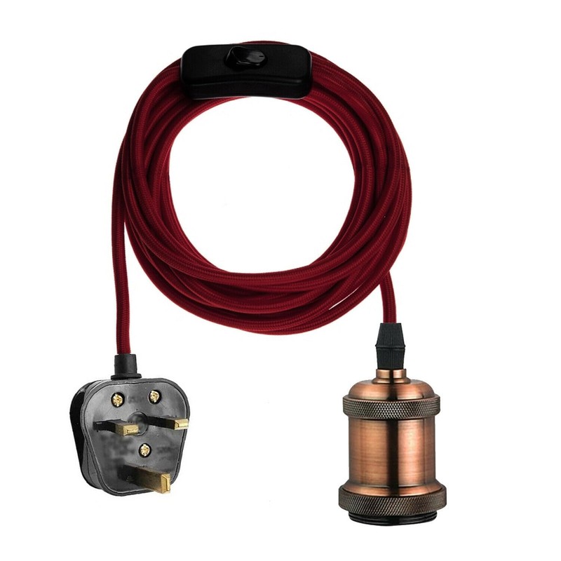 LEDSone 2m Fabric Flex Cable Plug in Pendant Lamp Light