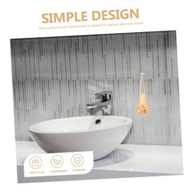 Baluue Face Scrubber Wooden Handle Exfoliator Brush Gentle Facial Cleansing Tool for Deep Pore Cleaning Comfort Grip for Men Women Soft Faux Bristles for Dirt Removal