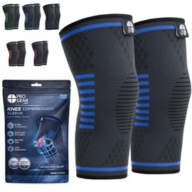 Rodilleras de compresión para hombres y mujeres, paquete de 2 rodilleras negras para correr, artritis, desgarro de menisco, ACL, entrenamiento, apoyo