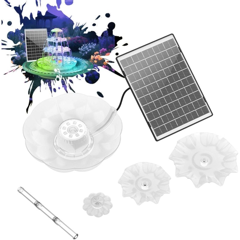 AISITIN 3-Tier Bird Bath with 6.5W Solar Pump & Lights,