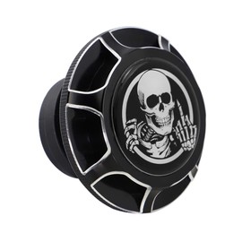 GUAIMI - Tapón de aceite para tanque de combustible de aluminio CNC para Harley Sportster XL 1200 883 X48 Dyna – Calavera pegada en el dedo medio, Negro