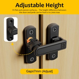Barn Door Lock,90/180 Degree Flip Latch Lock,Easy Installation,Zinc Alloy Security Door Lock,Protecting Safety Sliding Gate Latches for Barn,Bathroom,Cabinet,Window,Garden,Sliding Doors(Black)