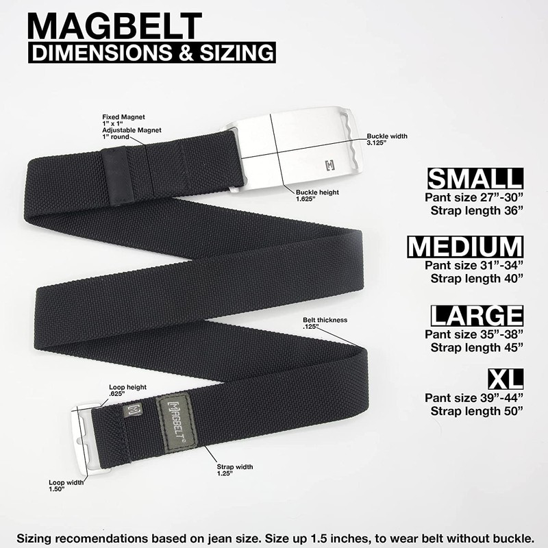 MagBelt 2 - Black Belt/Silver Buckle (Medium)