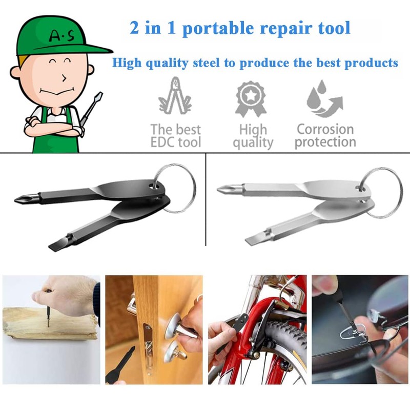 Eyech 8Pcs Mini Keychain Screwdriver,Outdoor Portable EDC Multifunction Screwdriver Set