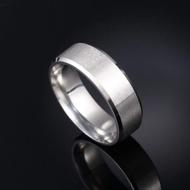 COMVIP 8mm Men Comfort Fit Matte Stainless Steel Wedding Band Simple Ring Silver 8