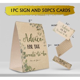Advice for the Parents-to-Be Sign, Baby Shower Advice Game Kit (1 Standing Sign + 50 Advice Cards), Baby Showers Decorations-NPZAD02