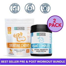 Creatine Chews & Plant Protein 2-Pack Bundle | Pre & Post Workout Support for Energy, Strength, Muscle Recovery | TikTok Exclusive Fitness Bundle