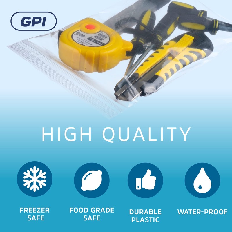 GPI - 100 Count 6" X 10" Zip Bags, Heavy-Duty