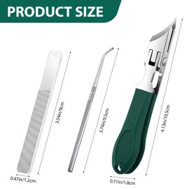 Eagle Beak Nail Clippers 3-Piece Set – Wide Jaw Slanted Clippers for Thick Toenails & Ingrown Nails – Beveled Stainless Steel Anti-Splash Nail Clippers for Men, Women, Seniors (Green)