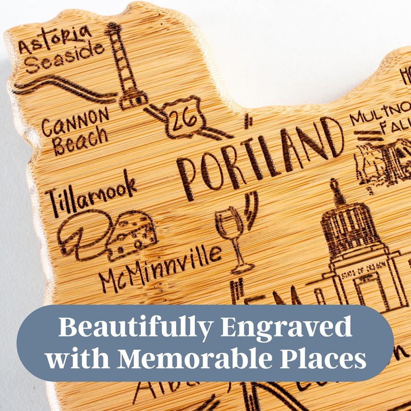 Totally Bamboo Destination Oregon State Shaped Cutting Board, Charcuterie and
