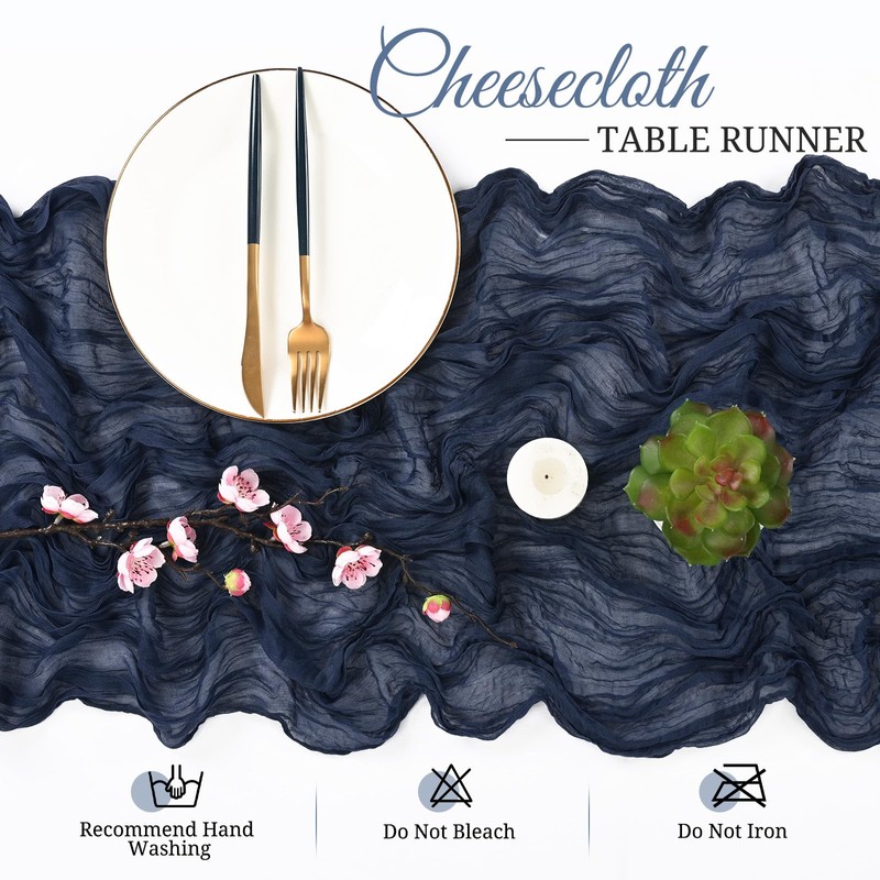 6 Pack Cheesecloth Table Runner, 10Ft Boho Gauze Table Runner
