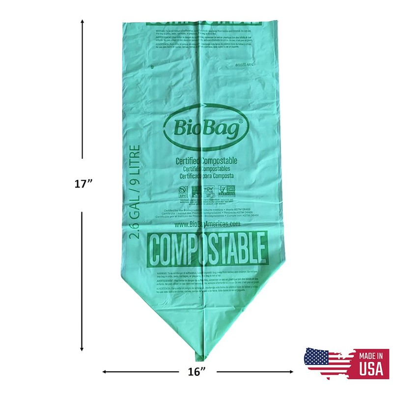 2.6 Gallon Compostable Food Scrap Bags by BioBag, 100 Count,