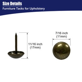 Maozaa Upholstery Tacks, Furniture Tacks Nails for Upholstery Decorative, 300 pcs 7/16 Inch Upholstery Tacks for Furniture Sofa, Decorative Tacks Antique Brass