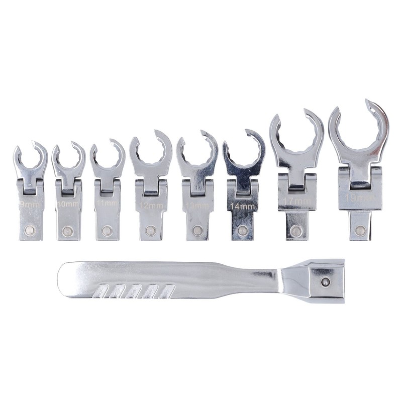 TICFOX Crows Foot Wrench Set, Flex-Head Ratcheting Wrench Set Replaceable