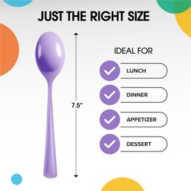 Heavy Duty Lavender Plastic Disposable Cutlery - 50 Pcs, Including Spoons, Forks, and Knives