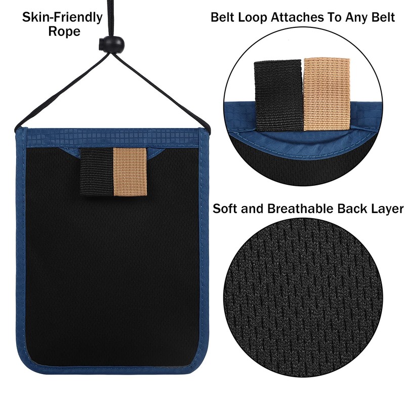 KEAFOLS Neck Pouch Chest Bag Travel Purse with RFID Protection