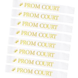 NAUXIUDSJS Prom Court Sashes Set of 8, Prom Sash for Prom Court Dance Party Costume Event Graduation Party Cosplay Pageants Prom Party Accessories, White Gold