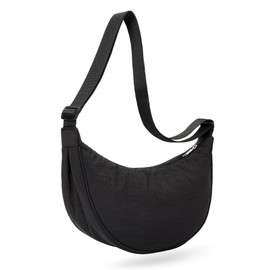 KALIDI Women's Tote Bag, Crossbody Shoulder Bag, Crescent Moon, Large Capacity, Shoulder Bag, Nylon, Tote Bag, Large, Adjustable Shoulder Strap with Zipper, Unisex, Black, Black