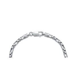 LELOUCHY Box Silver Bracelet 2.8mm Solid 925 Silver Box Chain Bracelet for Men Boy Ladies Girls 9 inch