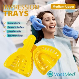 48 PCs Dental Grade Disposable Perforated Dental #3 Medium Upper Impression Trays by VASTMED | Plastic Materials Teeth Holder Dental Central Supply for Oral Tools