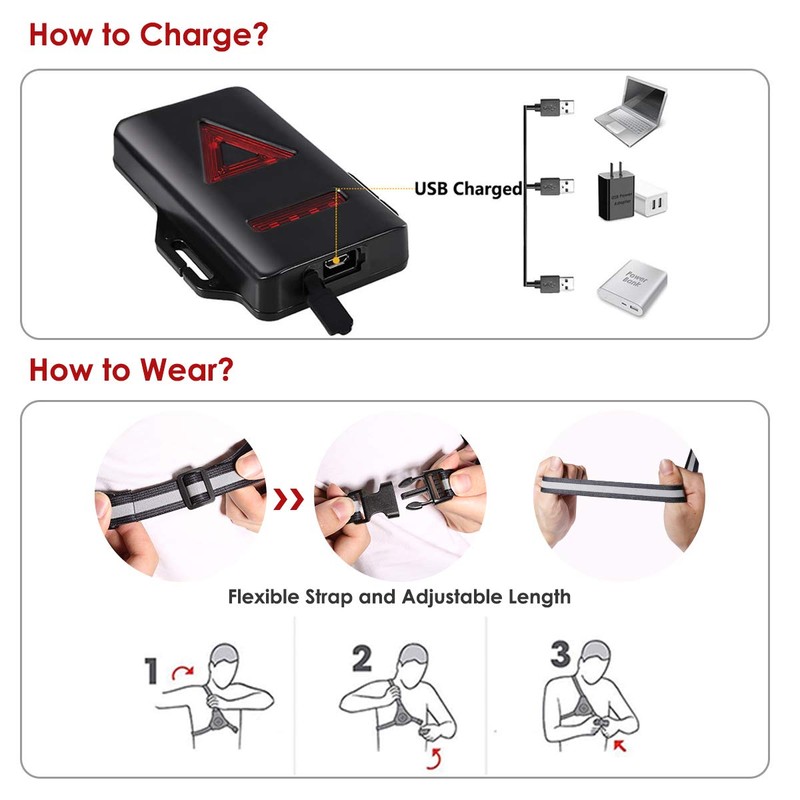 ALOVECO Outdoor Night Running Lights LED Chest Light Back Warning