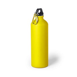 eBuyGB Metal Water Bottle 800ml Aluminium Leakproof Drinks Bottle Reusable BPA Free Matt Water Bottles with Carabiner Clip - School, Gym, Outdoor, Yoga & Sports - Yellow (Pack of 1)
