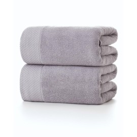 Lumimi Large Bath Towel, 100% Cotton, Fluffy, Set of 2, Light Gray, Approx. 27.6 x 55.1 inches (70 x 140 cm), Fast Drying, Hotel Specifications, Durable, Commercial Use, Salon, Bathtub, Soft,