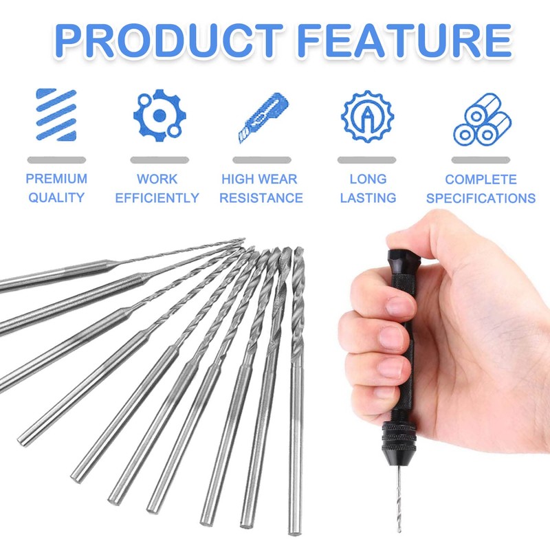 JONMON Mini Drill Bit Set, 12Pcs 0.5-2mm Micro Twist Drill