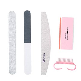 Herramienta de manicura, 5pcs/Set Limas de uñas Cepillo de polvo Accesorios de grano de pulido duradero Herramientas de esmalte de gel UV