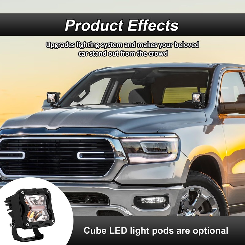 ROMELACK Hood Mount Bolt Brackets Ditch LED Light Bracket Compatible