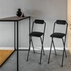 Thyle Folding Bar Stool with Backrest, Leather Padded Counter Height