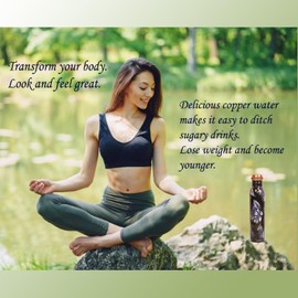 INDTRESOR Pure Copper Water Bottle - Handcrafted - Ayurveda health benefits - Large 35 oz - Leak proof - Easy to carry for Sports, Fitness, Yoga, School - Indigo Blue Artistic Petals Motifs Enamel