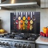 DAIFURONGE Tempered Glass Backsplash For Kitchen Behind Stove,Spoon Spice Stove