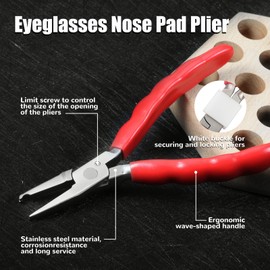 LEONTOOL 6 Inches Nose Pad Plier Adjusting Eyeglass Arms Frame Eyeglasses Repairing Plier Stainless Steel Optical Hand Tool Frames Clamp Repair Tool with Screwdriver and Glasses Cloth