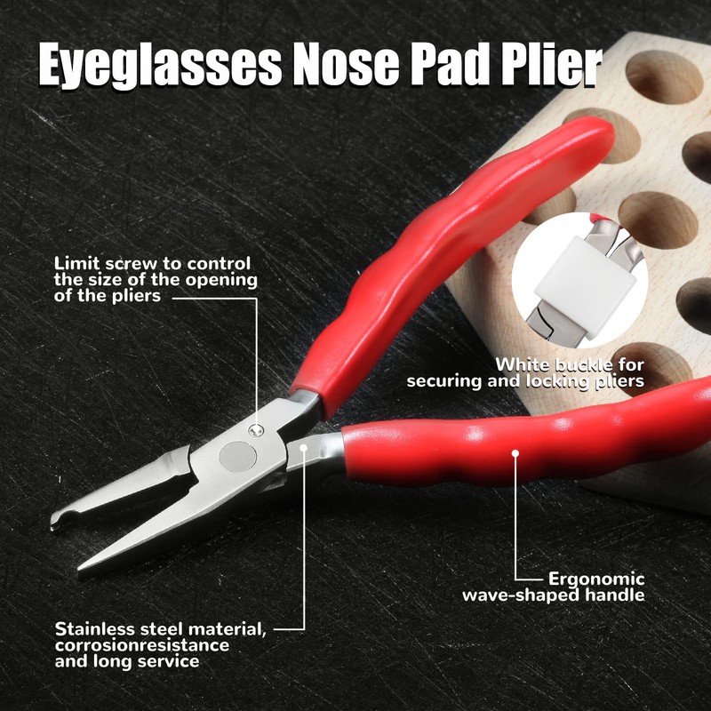 LEONTOOL 6 Inches Nose Pad Plier Adjusting Eyeglass Arms Frame