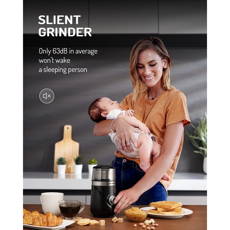 SHARDOR Electric Super Silent Blade Coffee Grinder, Timed Grind Control