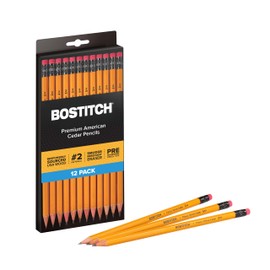 Bostitch Office Premium #2 Pencils, American Cedar Wood, Pre-Sharpened, HB Graphite, 12-Pack