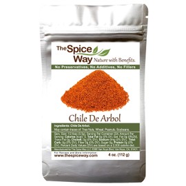 The Spice Way Chile De Arbol - Powder ( 4 oz ) made from pure dried chilis, great for Mexican dishes