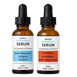 2 Serum Vitamina C, E, Ácido Hialuronico, Colágeno y Elastina 30 ml, Con Liposomas y extracto de Moringa, Ultra-Hidratante, antiedad, disminuye y evita signos de envejecimiento, antioxidante