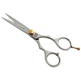Professional Hairdressing Scissors, Barber Scissors Offset – Chrome, 14 cm, with Case