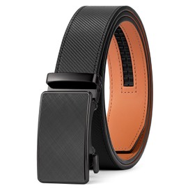 SENDEFN Men's Leather Belt 1 3/8" Automatic Adjustable Ratchet Buckle Slide Belt for Dress Casual with Gift Box
