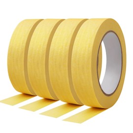jwtyu Painter's Masking Tape 4 Rolls Each Roll 2 cm × 50 m Golden Masking Tape Suitable for Painting Work Renovations Varnishes and Crafts as Painter's Tape